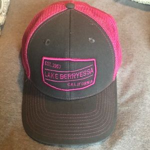 Lake Berryessa pink and grey snap back hat